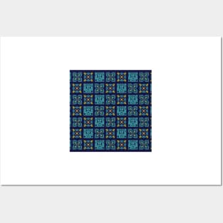 Portuguese blue tile pattern Posters and Art